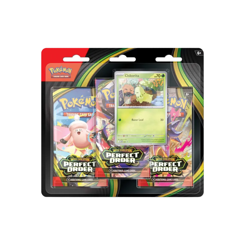 Pokémon  Mega Evolution: Perfect Order  3 Pack Blister – Chikorita